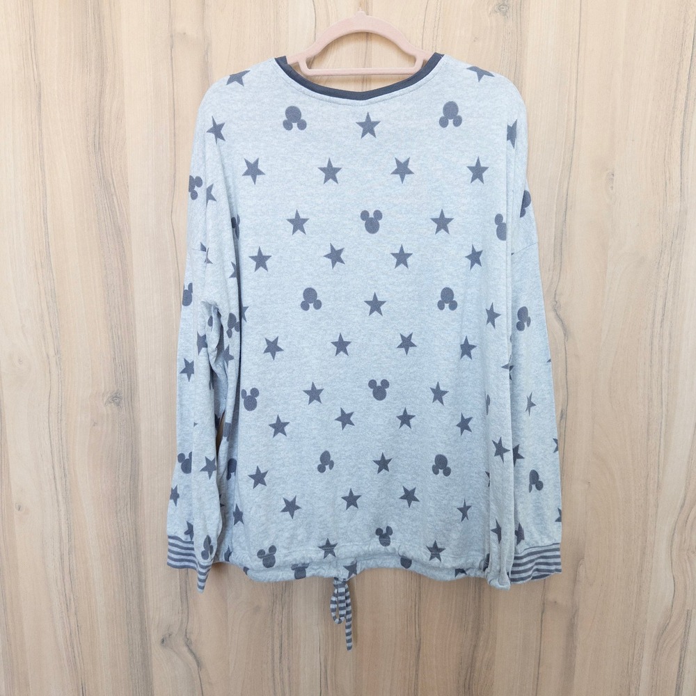 Disney Womens Pajama Set XL Gray Mickey Mouse Star Print Loungewear Comfy Soft - Picture 4 of 7